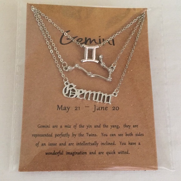 ๐50% OFF/3+...โ  3-piece zodiac Gemini link chain necklace set (Silver tone) - Picture 2 of 5